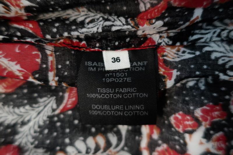 Isabel Marant Etoile Top Erney Black/Red Printed Cotton Blouse Size 36 available at CelebrityOwned.com img_7