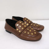Isabel Marant Feenie Convertible Loafers Brown Studded Leather Flats Size 36 available at CelebrityOwned.com img_1