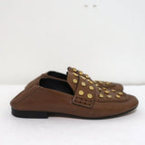 Isabel Marant Feenie Convertible Loafers Brown Studded Leather Flats Size 36 available at CelebrityOwned.com img_3
