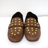 Isabel Marant Feenie Convertible Loafers Brown Studded Leather Flats Size 36 available at CelebrityOwned.com img_4