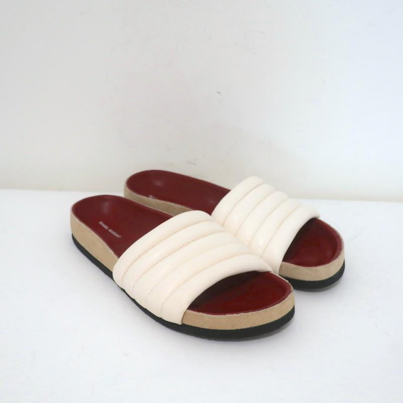 Hellea Slide Sandals White Quilted Leather & Suede – Celebrity Owned