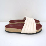 Isabel Marant Hellea Slide Sandals White Quilted Leather & Beige Suede Size 37 available at CelebrityOwned.com img_2
