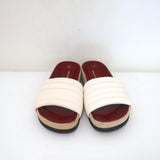 Isabel Marant Hellea Slide Sandals White Quilted Leather & Beige Suede Size 37 available at CelebrityOwned.com img_4