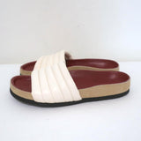 Isabel Marant Hellea Slide Sandals White Quilted Leather & Beige Suede Size 37 available at CelebrityOwned.com img_6