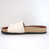 Isabel Marant Hellea Slide Sandals White Quilted Leather & Beige Suede Size 37 available at CelebrityOwned.com img_7