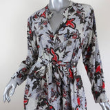 Isabel Marant Midi Dress Olympia White/Multi Printed Silk Size 34 Long Sleeve available at CelebrityOwned.com img_4