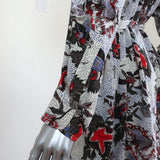 Isabel Marant Midi Dress Olympia White/Multi Printed Silk Size 34 Long Sleeve available at CelebrityOwned.com img_7