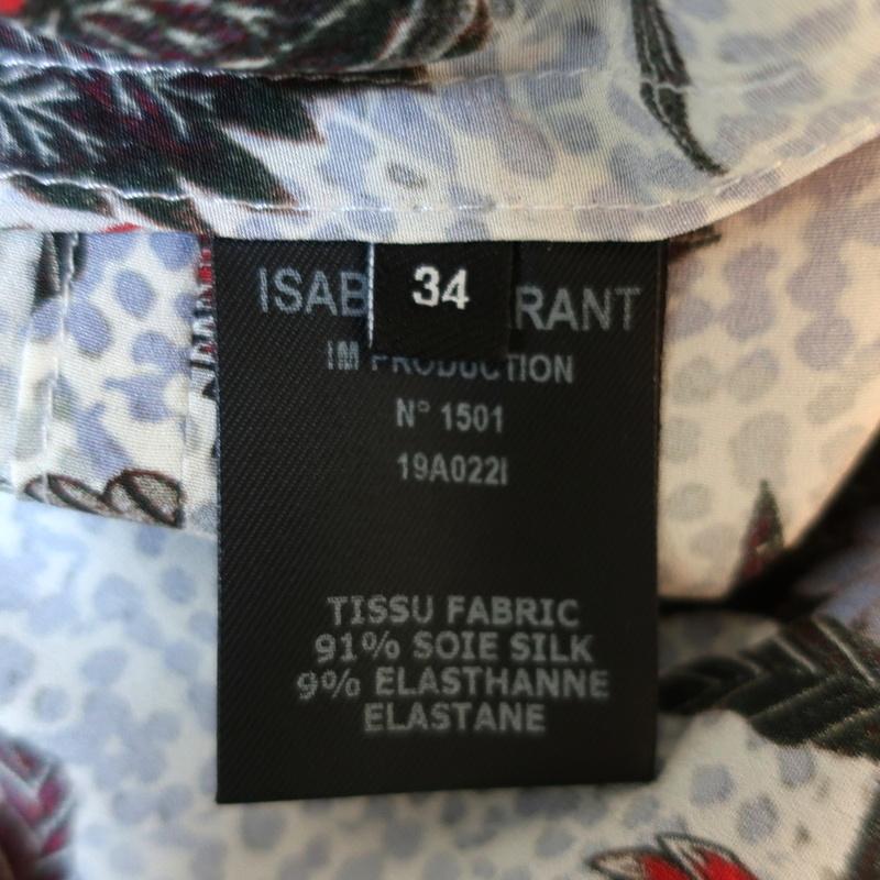 Isabel Marant Midi Dress Olympia White/Multi Printed Silk Size 34 Long Sleeve available at CelebrityOwned.com img_9