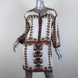 Isabel Marant Mini Dress Sandrine Cream/Brown Printed Modal Size 1 available at CelebrityOwned.com img_1