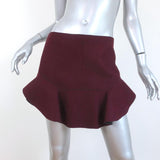 Isabel Marant Mini Skirt Freja Burgundy Ruffled Merino Wool Size 42 available at CelebrityOwned.com img_1