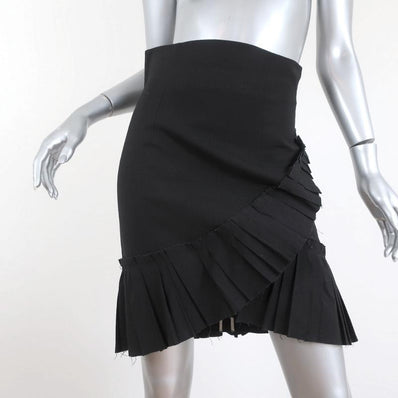 Isabel Marant Skirt Rebel Black Pleated Stretch Linen Size 38 available at CelebrityOwned.com img_1
