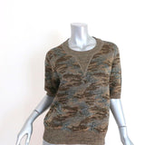 Isabel Marant Top Watson Metallic Camouflage Knit Size 38 Short Sleeve Sweater available at CelebrityOwned.com img_1