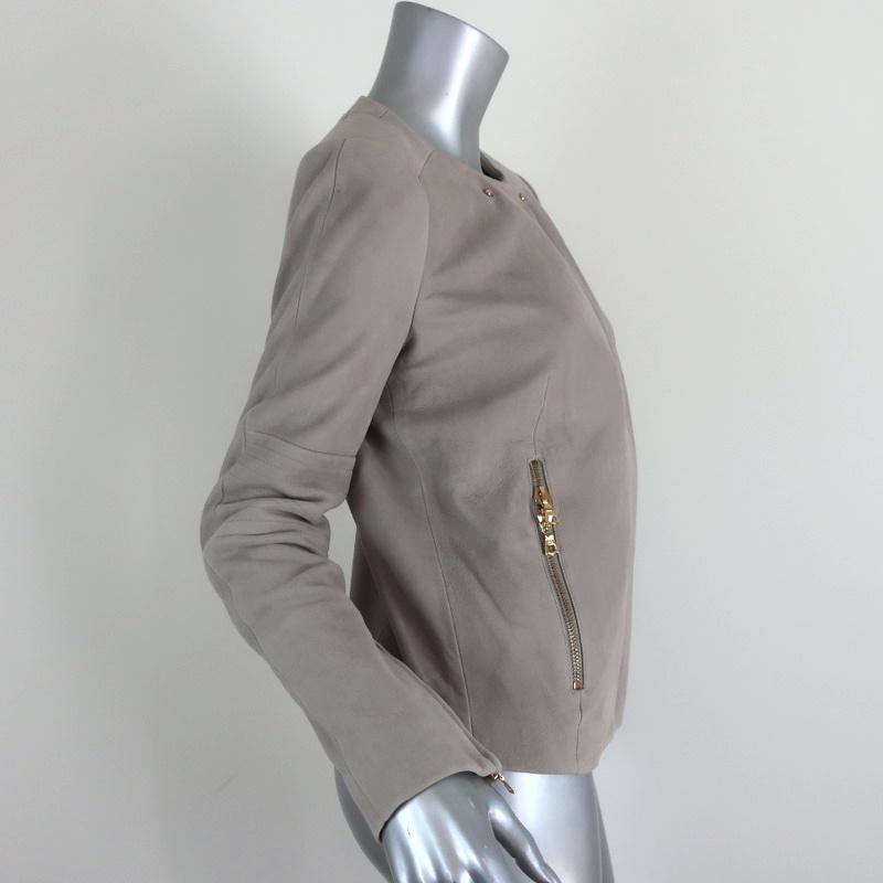 J Brand Moto Jacket Jacqueline Beige Suede Size Small Biker Jacket available at CelebrityOwned.com img_5