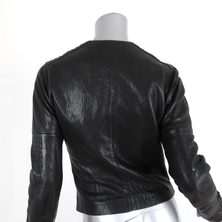 J Brand Moto Jacket Marie Black Quilted Leather Size Small Biker Jacket available at CelebrityOwned.com img_7