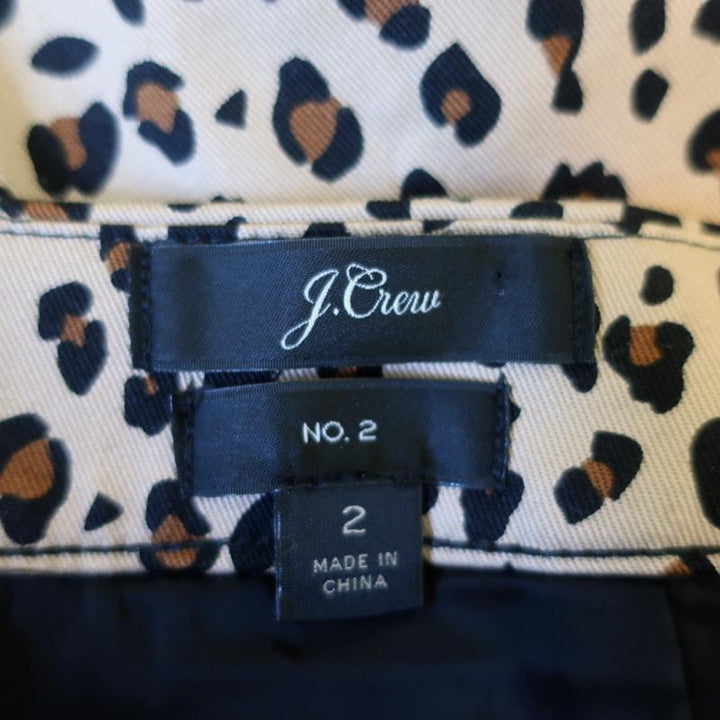 J.Crew No. 2 Pencil Skirt Leopard Print Stretch Cotton Size 2 available at CelebrityOwned.com img_5