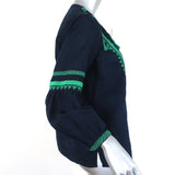J.Crew Top Navy Embroidered Linen-Cotton Size 6 Long Sleeve Blouse available at CelebrityOwned.com img_6