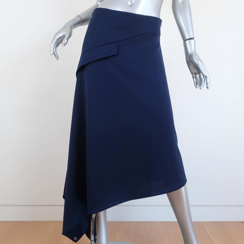 JW Anderson Asymmetric Side-Button Midi Skirt Midnight Blue Size US 8 NEW available at CelebrityOwned.com img_1