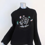 JW Anderson Top Black Embroidered Crepe Size US 6 Long Sleeve Blouse available at CelebrityOwned.com img_1