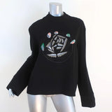 JW Anderson Top Black Embroidered Crepe Size US 6 Long Sleeve Blouse available at CelebrityOwned.com img_2