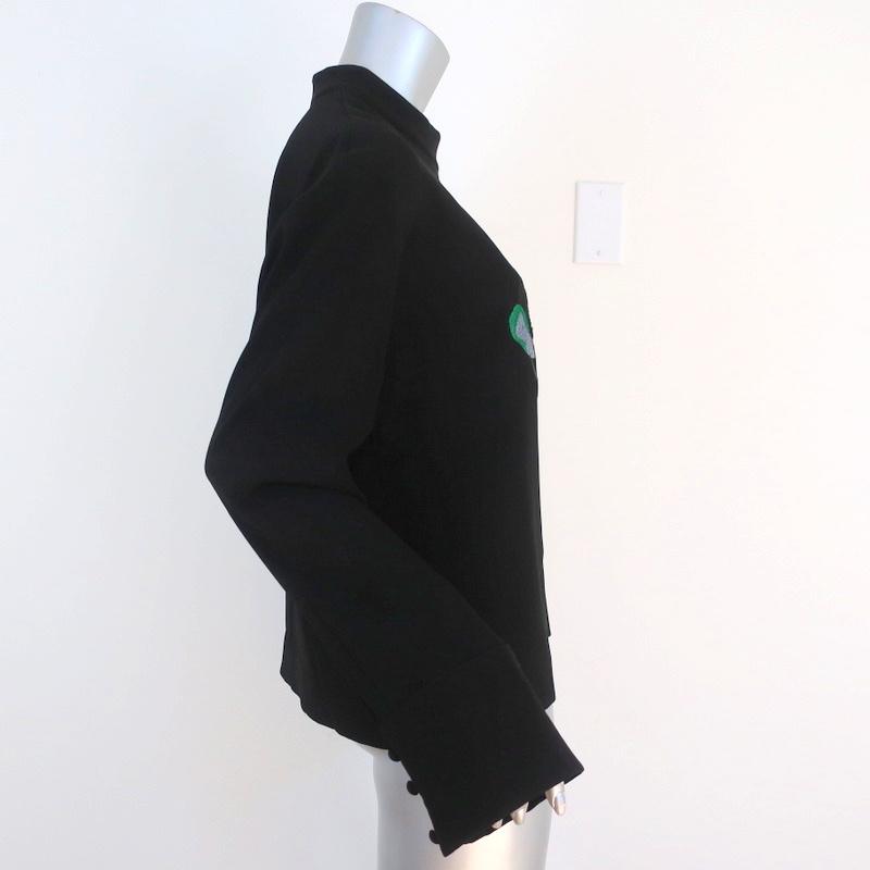 JW Anderson Top Black Embroidered Crepe Size US 6 Long Sleeve Blouse available at CelebrityOwned.com img_5