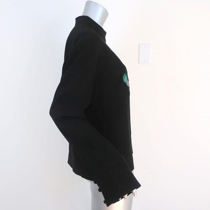JW Anderson Top Black Embroidered Crepe Size US 6 Long Sleeve Blouse available at CelebrityOwned.com img_5