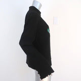 JW Anderson Top Black Embroidered Crepe Size US 6 Long Sleeve Blouse available at CelebrityOwned.com img_5