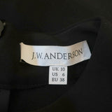 JW Anderson Top Black Embroidered Crepe Size US 6 Long Sleeve Blouse available at CelebrityOwned.com img_8
