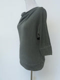James Perse Green 100% Cotton Cowl Neck Sweater Sz 0 available at CelebrityOwned.com img_2