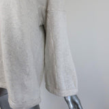 James Perse Hoodie Sweatshirt Ivory Melange Size 3 Cropped Sleeve Pullover available at CelebrityOwned.com img_2