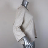 James Perse Hoodie Sweatshirt Ivory Melange Size 3 Cropped Sleeve Pullover available at CelebrityOwned.com img_4