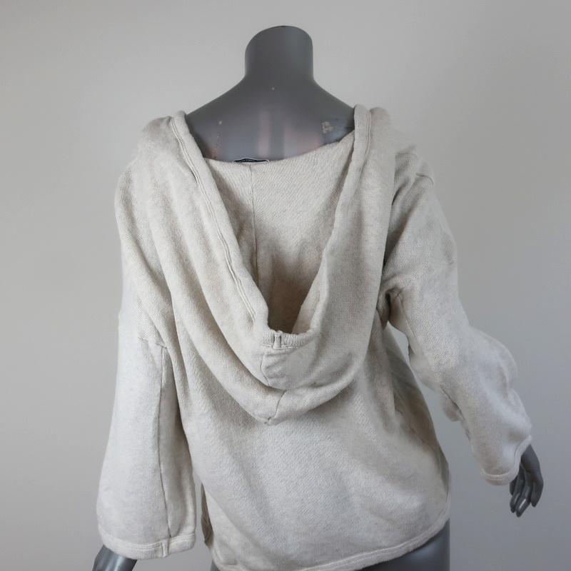 James Perse Hoodie Sweatshirt Ivory Melange Size 3 Cropped Sleeve Pullover available at CelebrityOwned.com img_5