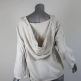 James Perse Hoodie Sweatshirt Ivory Melange Size 3 Cropped Sleeve Pullover available at CelebrityOwned.com img_5
