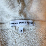 James Perse Hoodie Sweatshirt Ivory Melange Size 3 Cropped Sleeve Pullover available at CelebrityOwned.com img_7