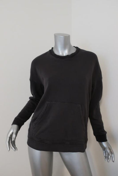 James Perse Pocket Sweatshirt Black Pigment Lotus Terry Pullover Size 1 available at CelebrityOwned.com img_1
