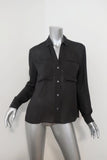 James Perse Relaxed Chiffon Shirt Charcoal Size 0 Long Sleeve Button Down Blouse available at CelebrityOwned.com img_1