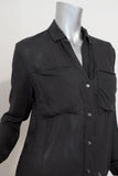 James Perse Relaxed Chiffon Shirt Charcoal Size 0 Long Sleeve Button Down Blouse available at CelebrityOwned.com img_3