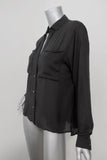 James Perse Relaxed Chiffon Shirt Charcoal Size 0 Long Sleeve Button Down Blouse