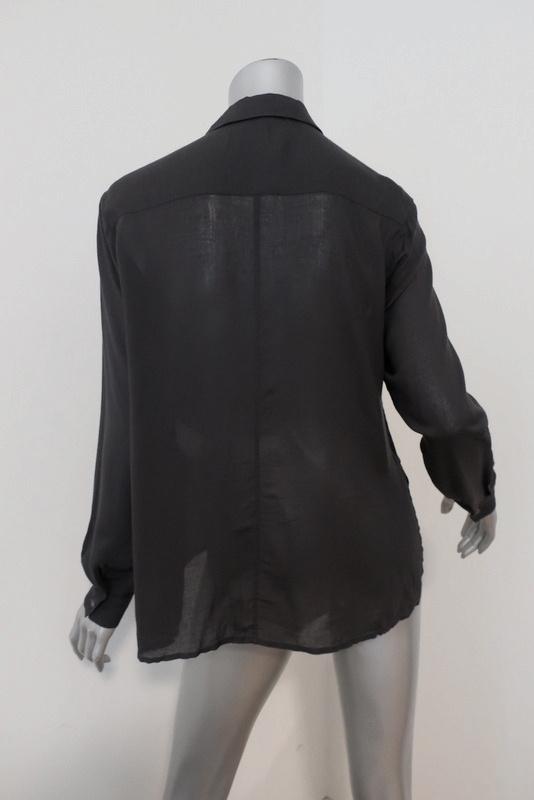 James Perse Relaxed Chiffon Shirt Charcoal Size 0 Long Sleeve Button Down Blouse available at CelebrityOwned.com img_6