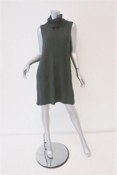 James Perse Surplus Woven Rib Dress Dark Gray Size 2 Sleeveless Turtleneck available at CelebrityOwned.com img_1