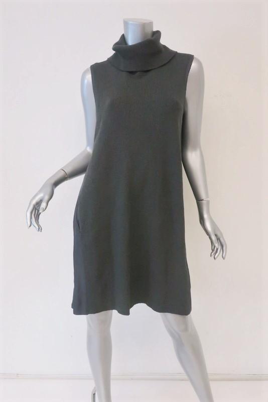 James Perse Surplus Woven Rib Dress Dark Gray Size 2 Sleeveless Turtleneck available at CelebrityOwned.com img_2