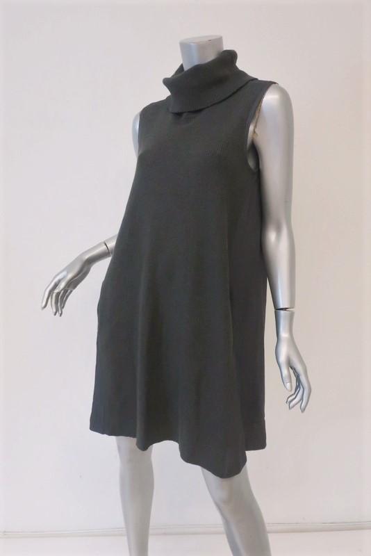 James Perse Surplus Woven Rib Dress Dark Gray Size 2 Sleeveless Turtleneck available at CelebrityOwned.com img_6