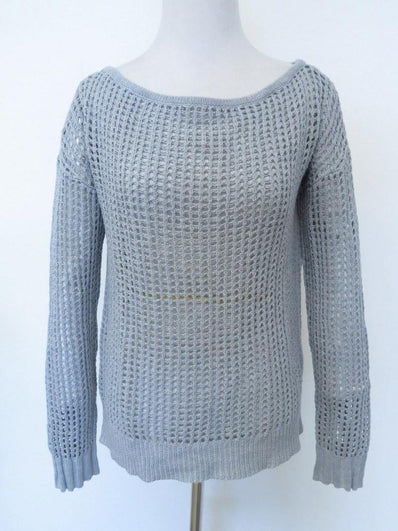 James Perse Sweater Boatneck Mesh Pullover Gray Size 2 available at CelebrityOwned.com img_1