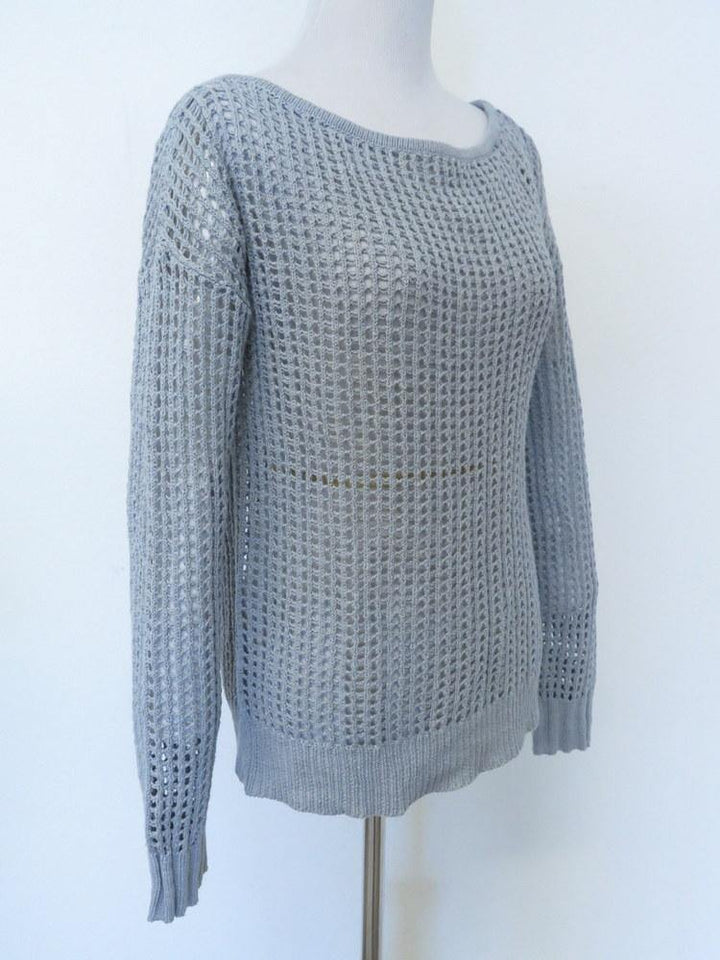 James Perse Sweater Boatneck Mesh Pullover Gray Size 2 available at CelebrityOwned.com img_4