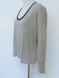 James Perse Sweater Contrast Trim Linen Blend Pullover Heather Gray Size 0 available at CelebrityOwned.com img_2