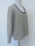 James Perse Sweater Contrast Trim Linen Blend Pullover Heather Gray Size 0 available at CelebrityOwned.com img_4