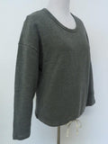 James Perse Sweatshirt French Terry Drawstring Hem Pullover Heather Olive Size 0 available at CelebrityOwned.com img_4