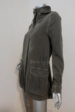 James Perse Twill Utility Jacket Olive Cotton Size 1 Hooded Anorak available at CelebrityOwned.com img_4