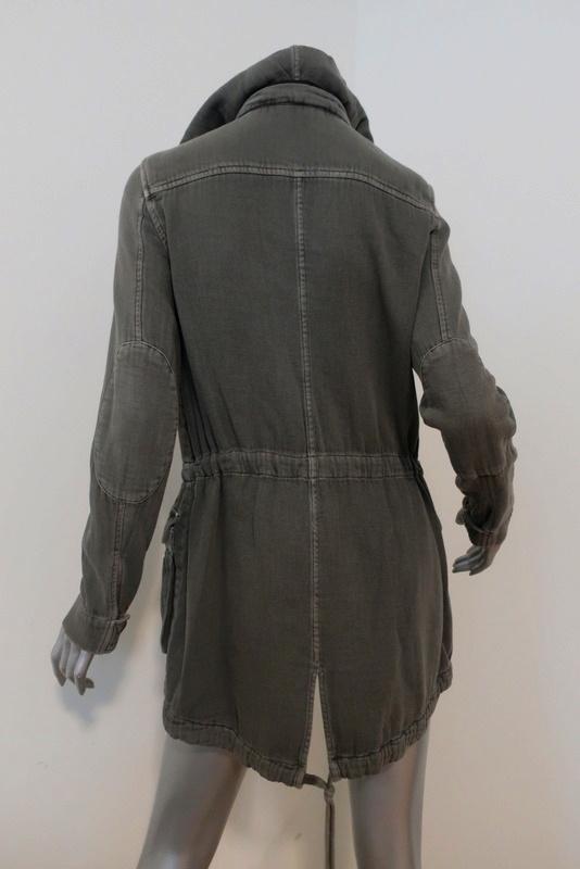 James Perse Twill Utility Jacket Olive Cotton Size 1 Hooded Anorak available at CelebrityOwned.com img_5