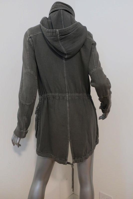 James Perse Twill Utility Jacket Olive Cotton Size 1 Hooded Anorak available at CelebrityOwned.com img_6