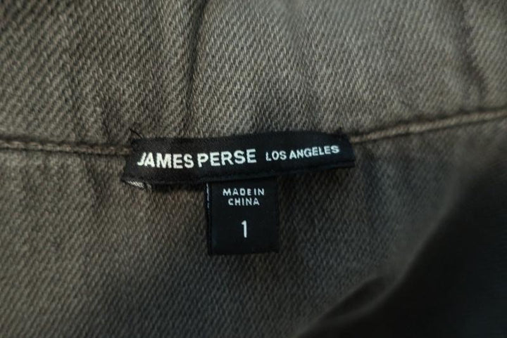 James Perse Twill Utility Jacket Olive Cotton Size 1 Hooded Anorak available at CelebrityOwned.com img_7
